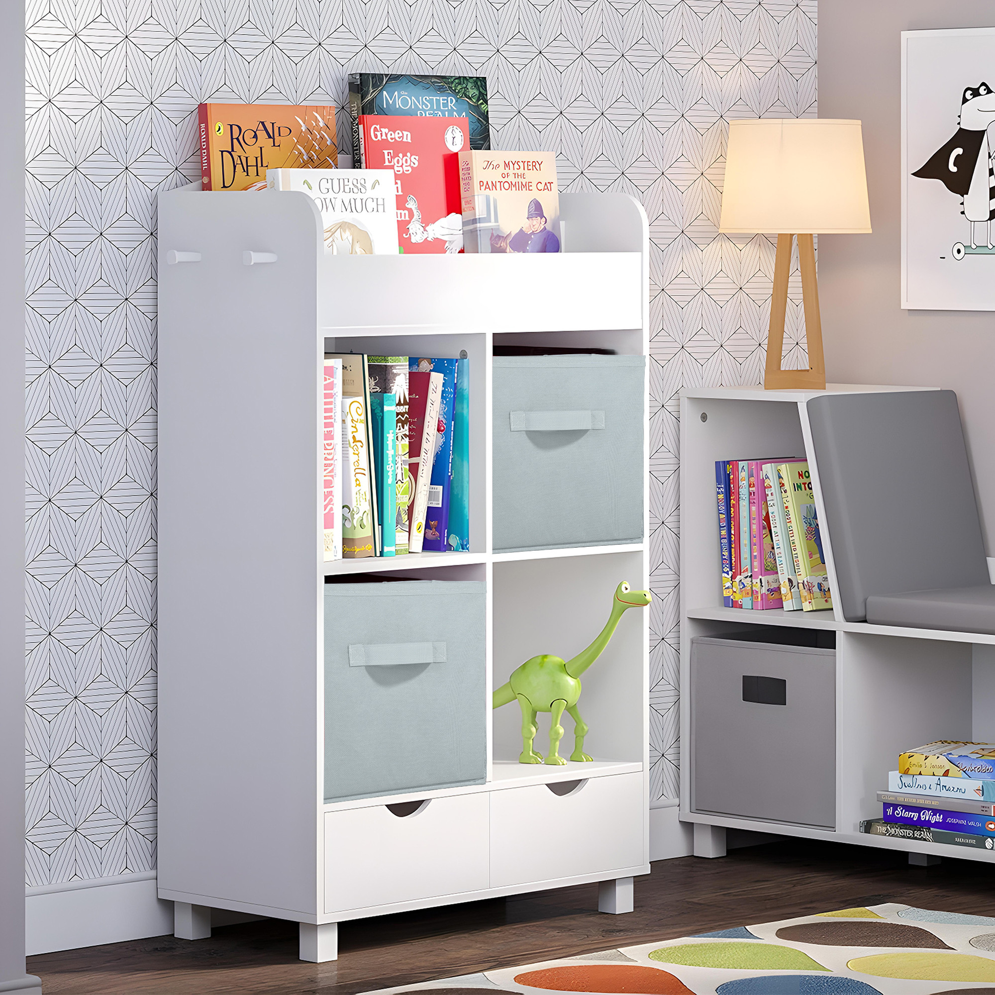 Kuber Industries Non-Woven 11 IN Cloth Organizer for Storage Box  Square Wardrobe Clothes Organizer for Toys  Books  Folding Closet Drawer Organizers with Handle  Plain  Grey