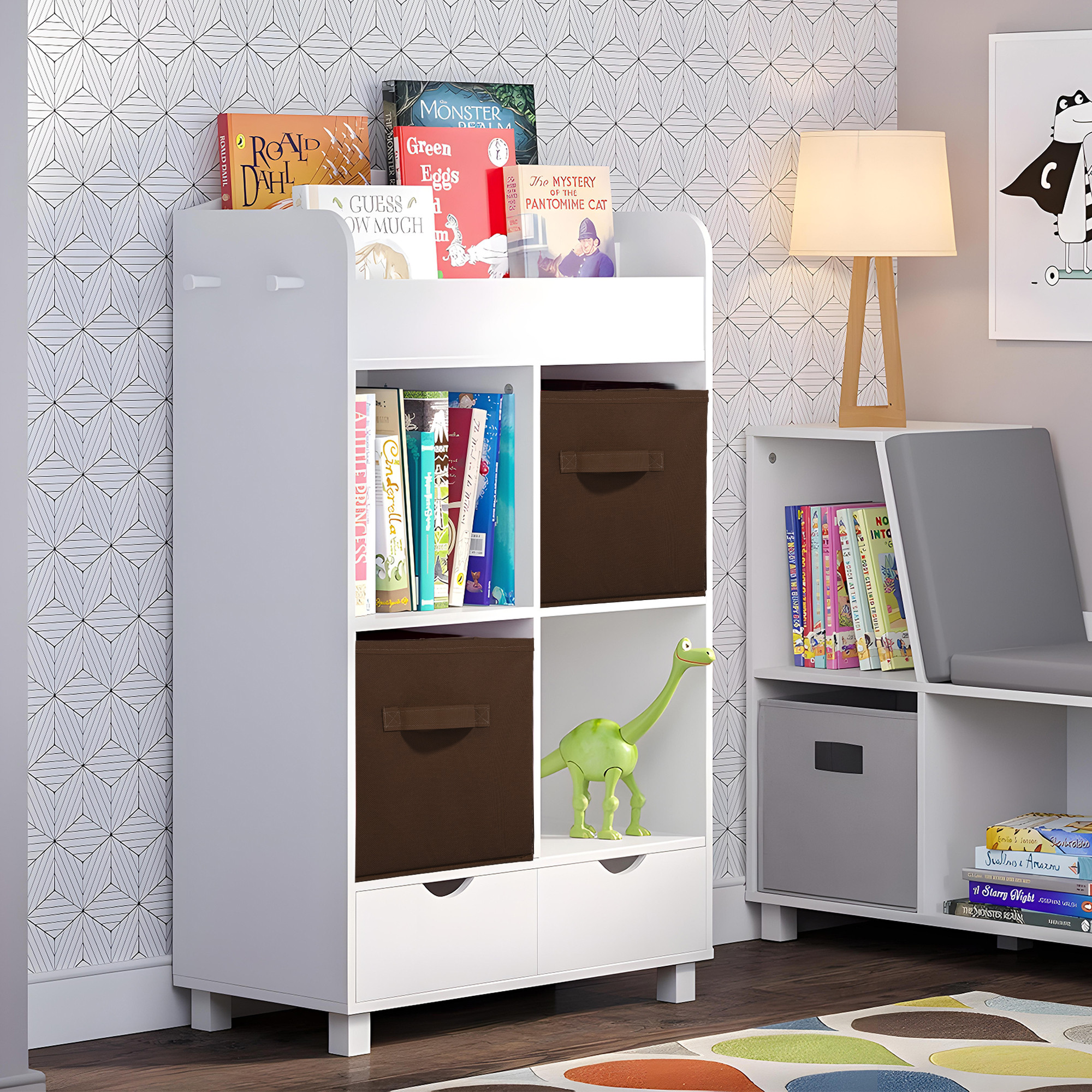 Kuber Industries Non-Woven 11 IN Cloth Organizer for Storage Box  Square Wardrobe Clothes Organizer for Toys  Books  Folding Closet Drawer Organizers with Handle  Plain  Brown