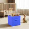 Non-Woven 11 IN Cloth Organizer for Storage Box | Square Wardrobe Clothes Organizer for Toys &amp; Books | Folding Closet Drawer Organizers with Handle | Plain | Royal Blue