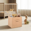 Non-Woven 11 IN Cloth Organizer for Storage Box | Square Wardrobe Clothes Organizer for Toys &amp; Books | Folding Closet Drawer Organizers with Handle | Plain | Beige