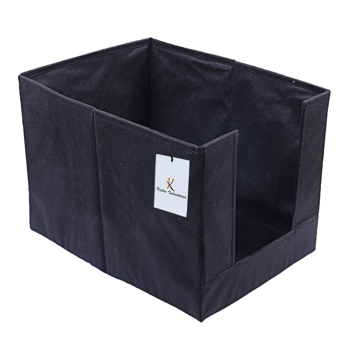 Kuber Industries Non Woven 2 Piece Shirt Stacker Wardrobe Organizer And Large Foldable Storage Organiser Cubes/Boxes (Black) -CTKTC38379