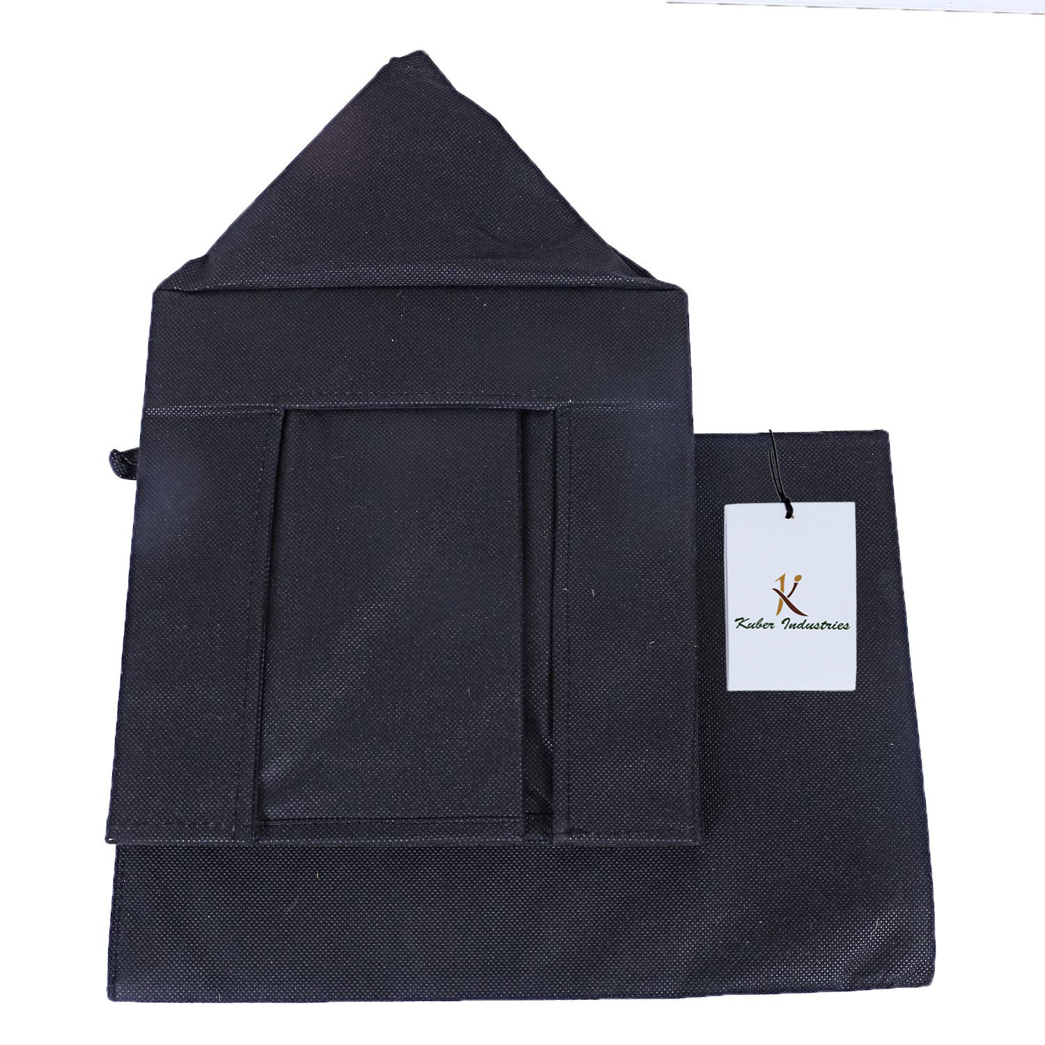 Kuber Industries Non Woven 2 Piece Shirt Stacker Wardrobe Organizer And Large Foldable Storage Organiser Cubes/Boxes (Black) -CTKTC38379