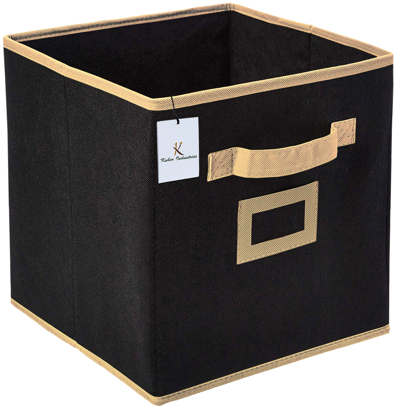 Kuber Industries Non Woven 2 Piece Shirt Stacker Wardrobe Organizer And Large Foldable Storage Organiser Cubes/Boxes (Black) -CTKTC38379