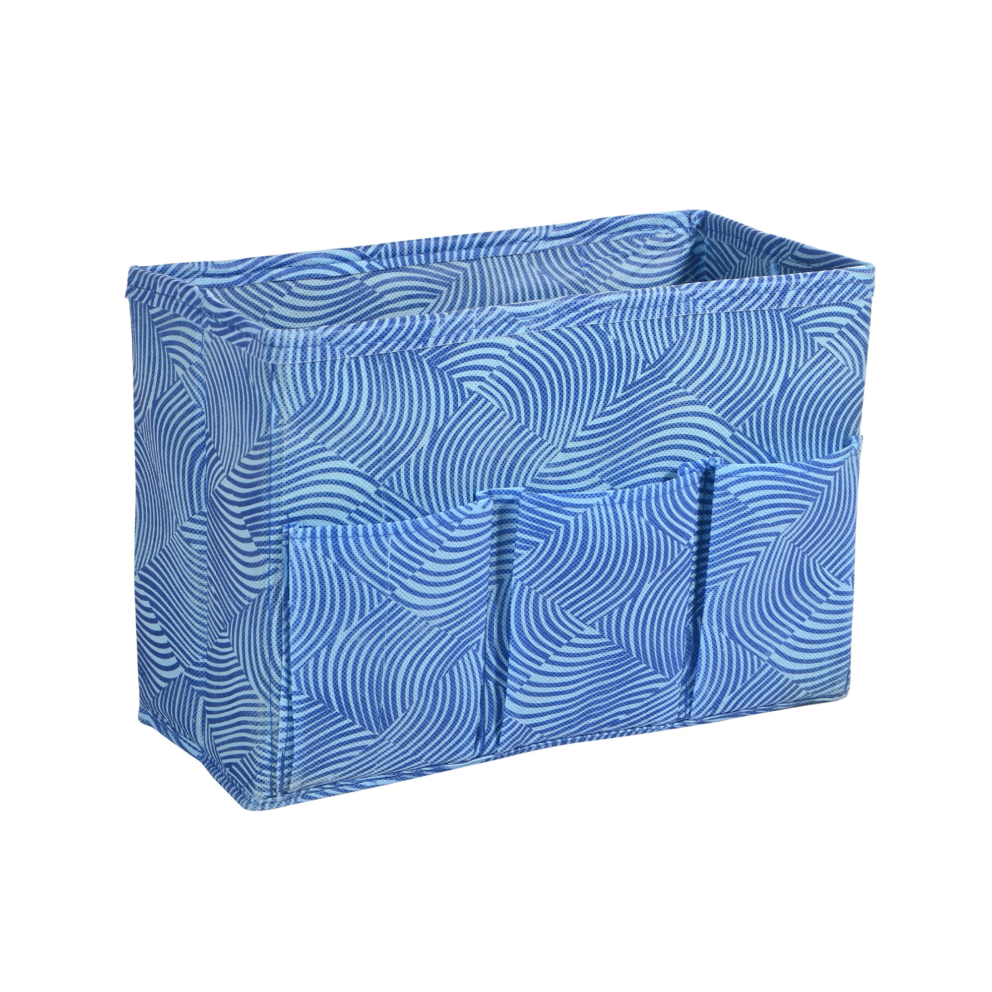 Kuber Industries Non Woven 3 Compartment Stationery Organizer for Home  Desk Organiser for Books Keys Pens Remote Holder  Organizer Storage Box for Jewellery  Cosmetic Item  Zig Zag  Blue