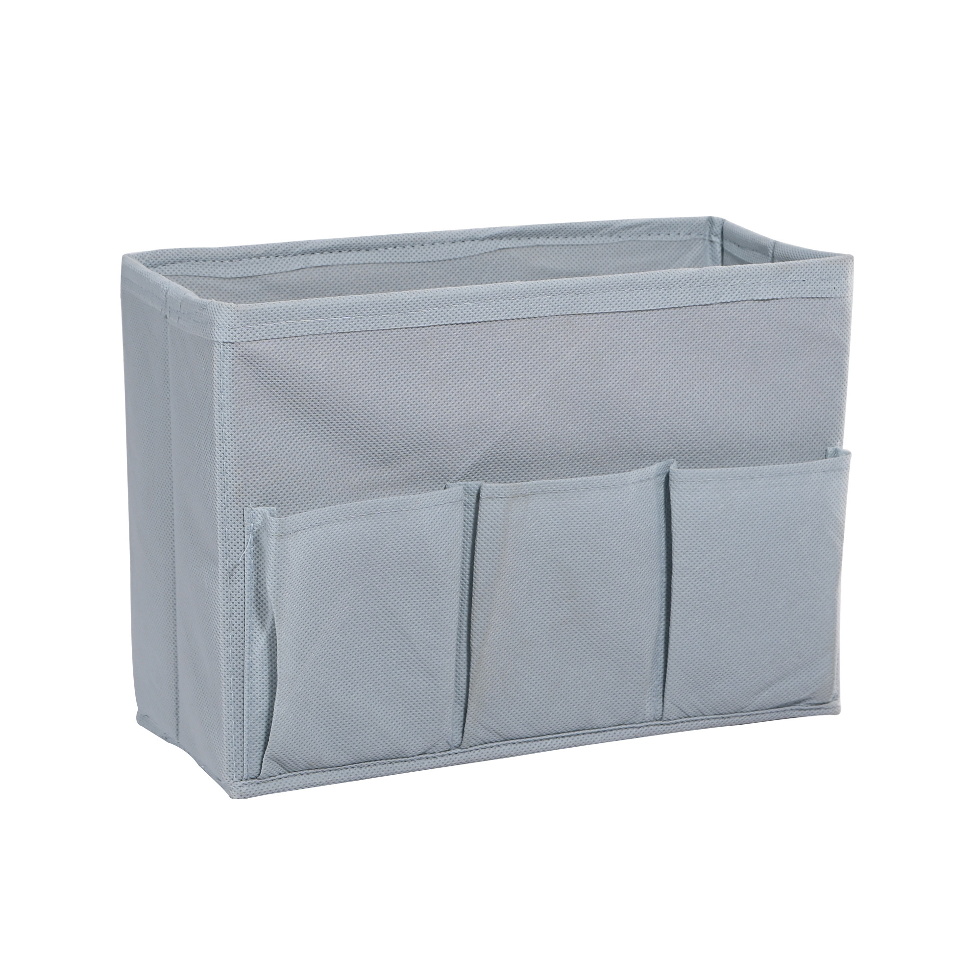 Kuber Industries Non Woven 3 Compartment Stationery Organizer for Home  Desk Organiser for Books Keys Pens Remote Holder  Organizer Storage Box for Jewellery  Cosmetic Item  Plain  Grey