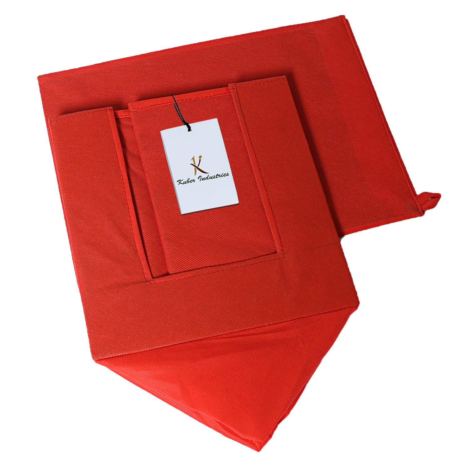 Kuber Industries Non Woven 3 Piece Shirt Stacker And Foldable Rectangle Cloth Saree Stacker Cloth Wardrobe Organizer Wardrobe Organizer (Red) -CTKTC38305