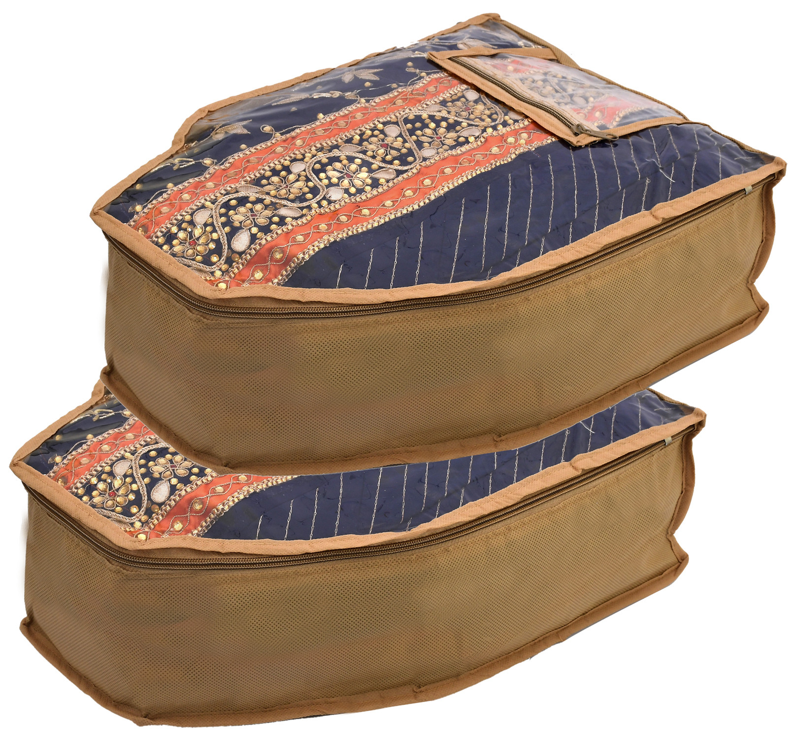 Kuber Industries Non Woven Blouse Cover With Front Transparent Window With Attached Pocket Set (Brown)