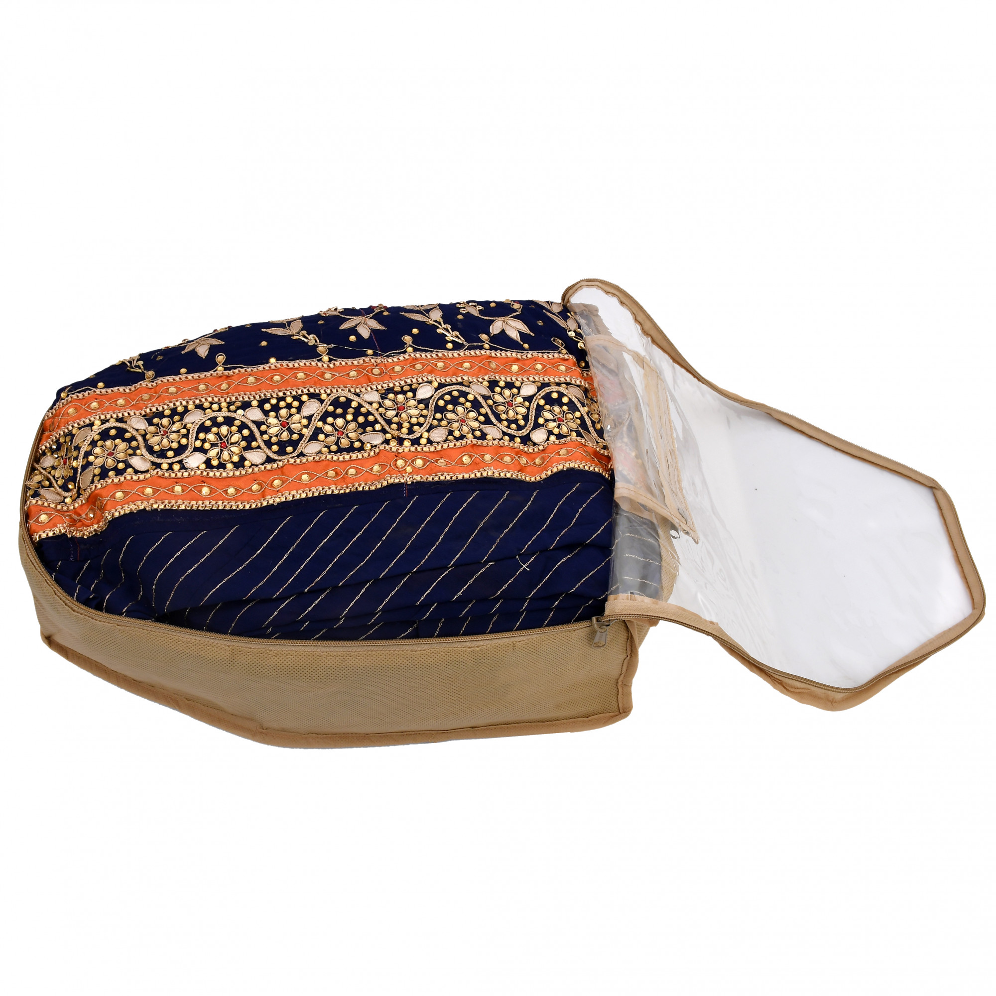 Kuber Industries Non Woven Blouse Cover With Front Transparent Window With Attached Pocket Set (Brown)