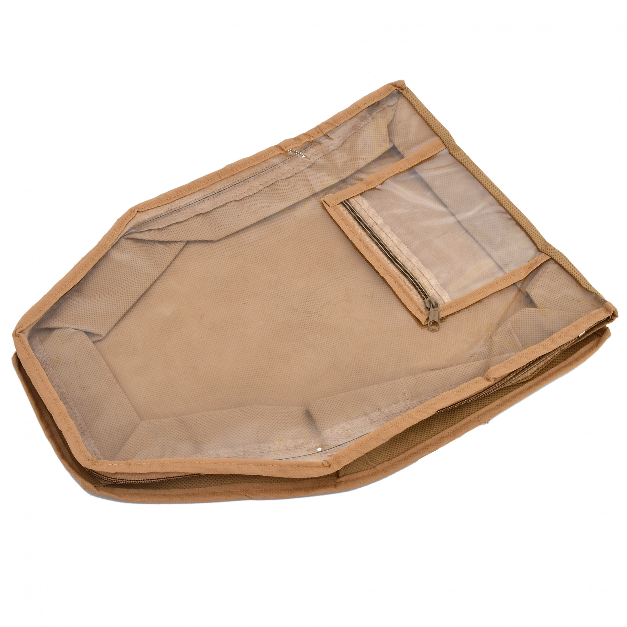 Kuber Industries Non Woven Blouse Cover With Front Transparent Window With Attached Pocket Set (Brown)