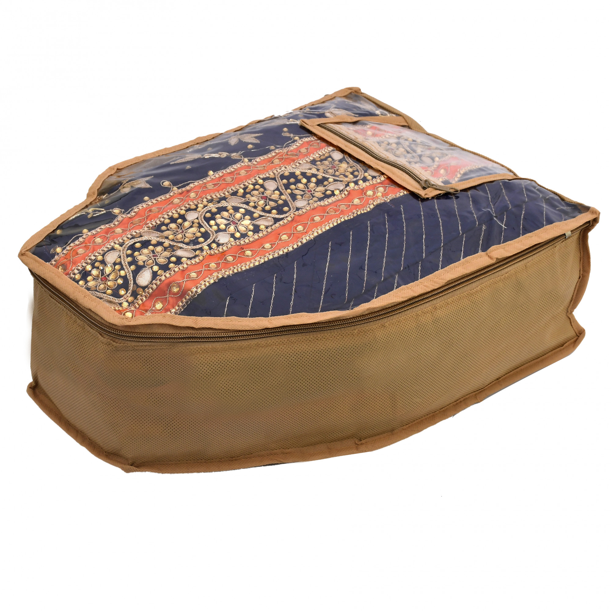 Kuber Industries Non Woven Blouse Cover With Front Transparent Window With Attached Pocket Set (Brown)