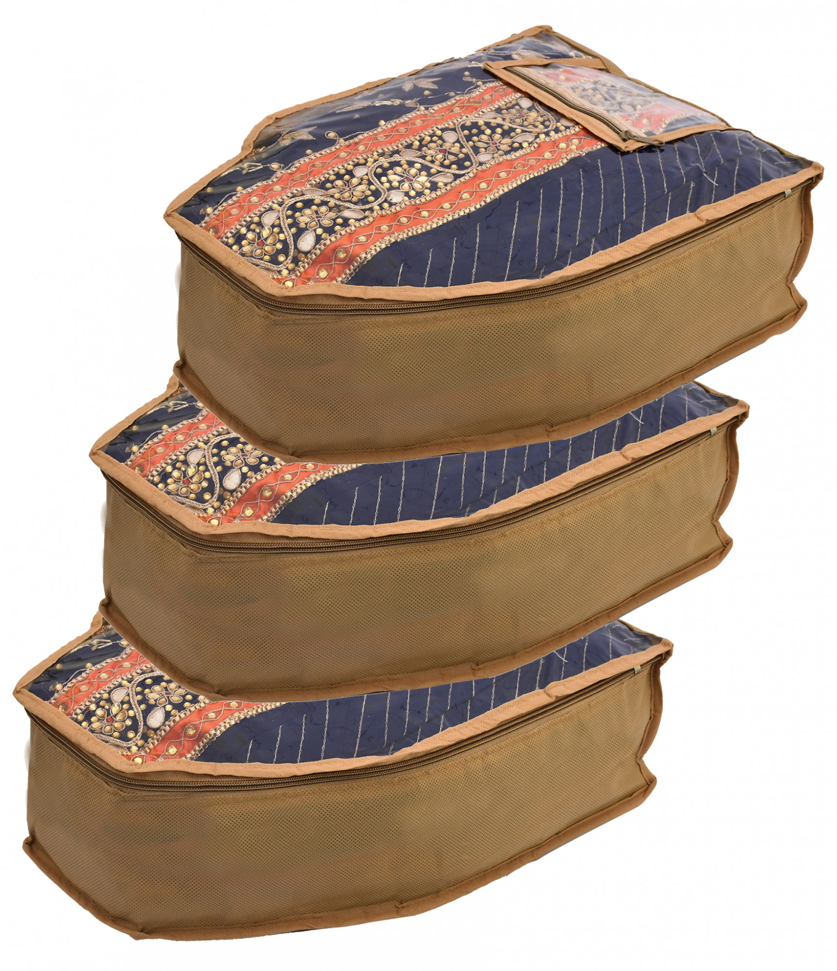 Kuber Industries Non Woven Blouse Cover With Front Transparent Window With Attached Pocket Set (Brown)