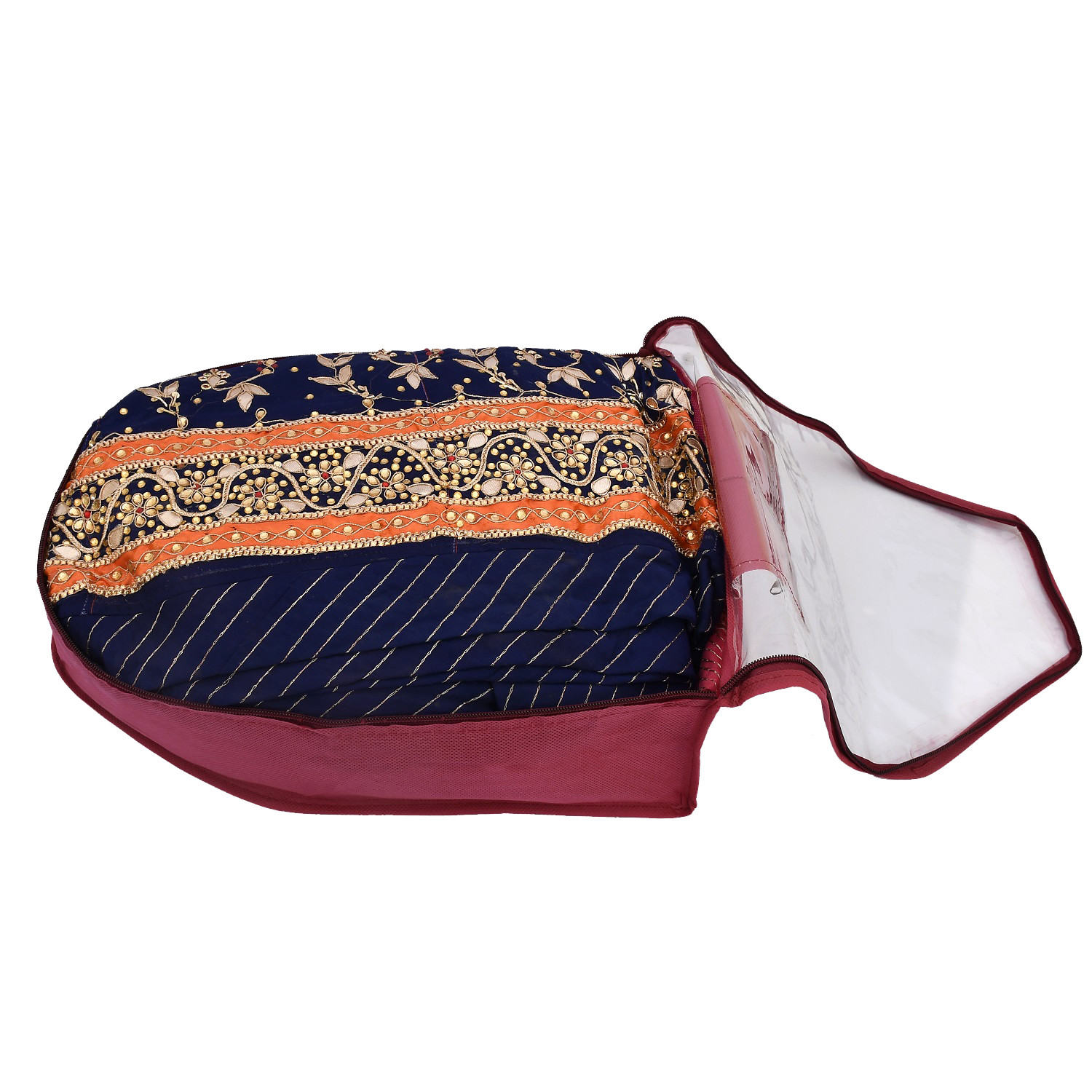 Kuber Industries Non Woven Blouse Cover With Front Transparent Window With Attached Pocket Set (Maroon)