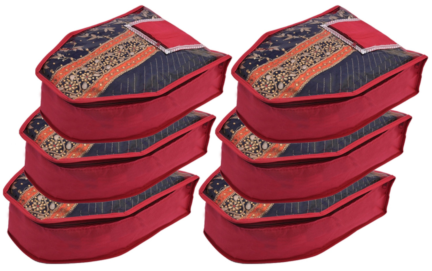 Kuber Industries Non Woven Blouse Cover With Front Transparent Window With Attached Pocket Set (Maroon)