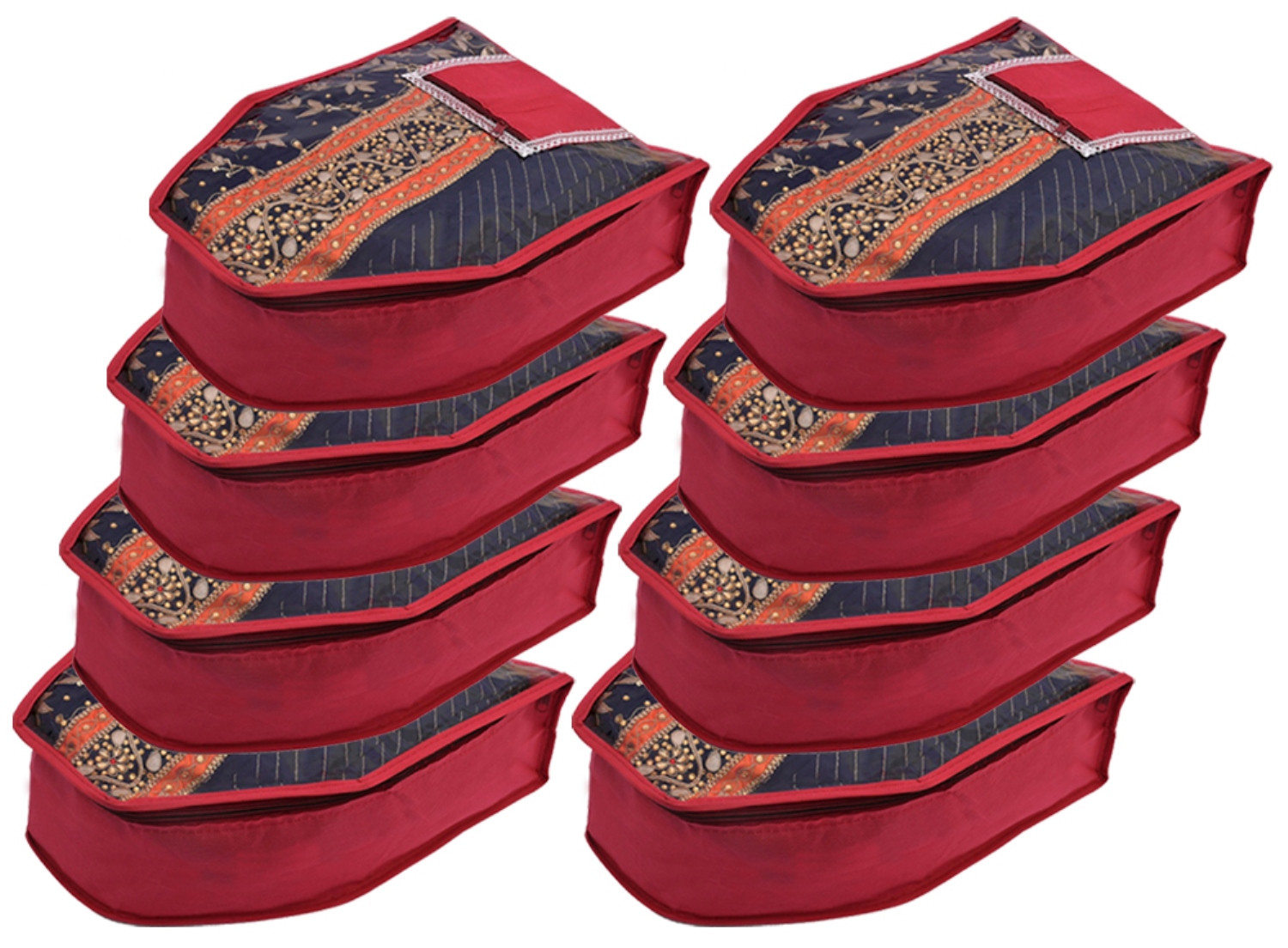 Kuber Industries Non Woven Blouse Cover With Front Transparent Window With Attached Pocket Set (Maroon)