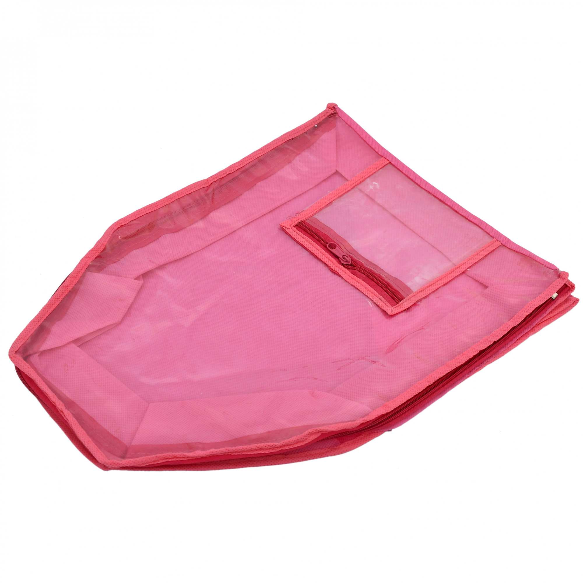 Kuber Industries Non Woven Blouse Cover With Front Transparent Window With Attached Pocket Set (Pink)