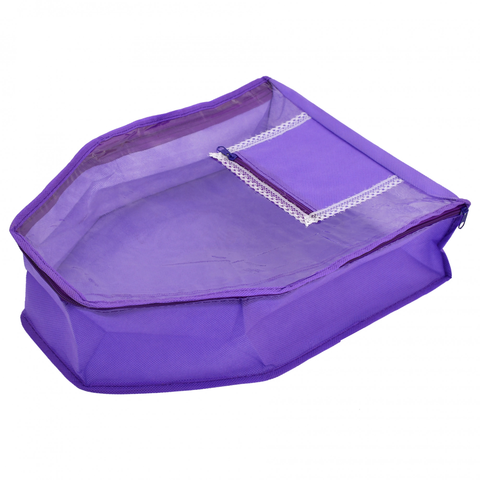 Kuber Industries Non Woven Blouse Cover With Front Transparent Window With Attached Pocket Set (Purple & Maroon)