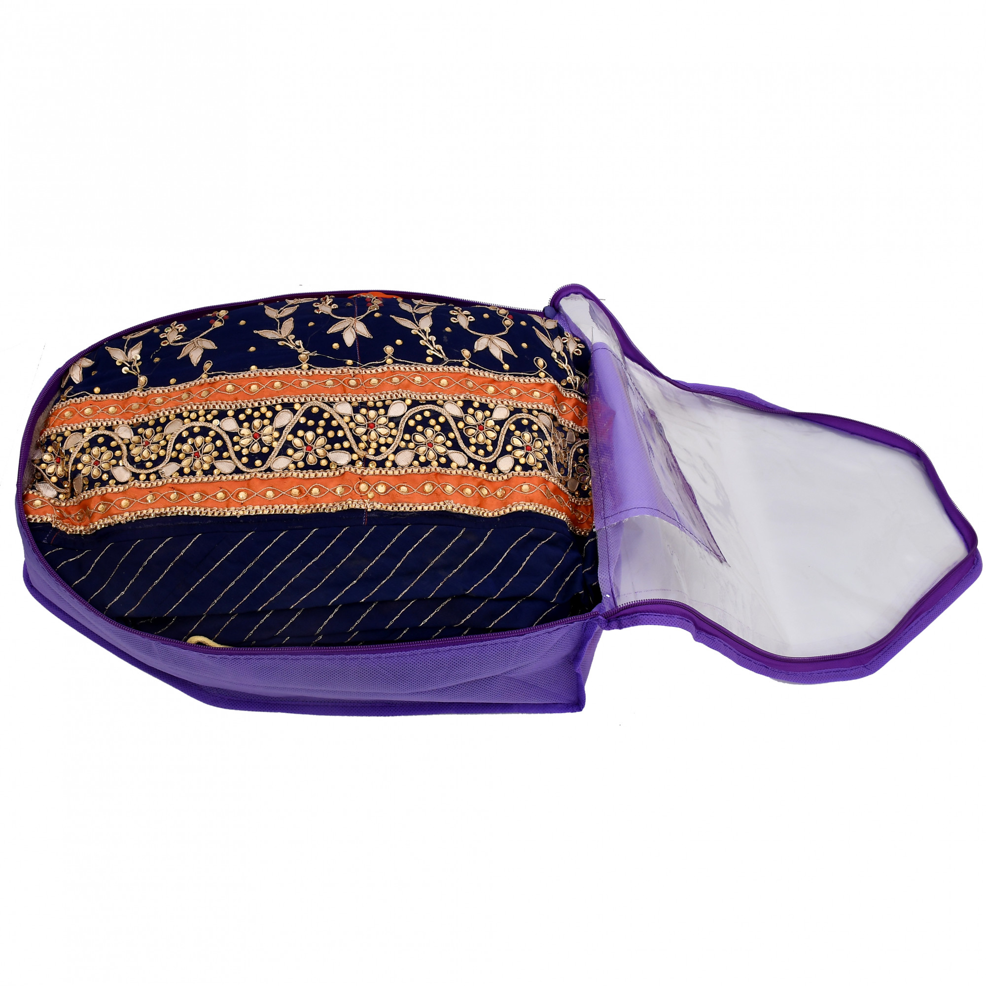 Kuber Industries Non Woven Blouse Cover With Front Transparent Window With Attached Pocket Set (Purple & Pink)