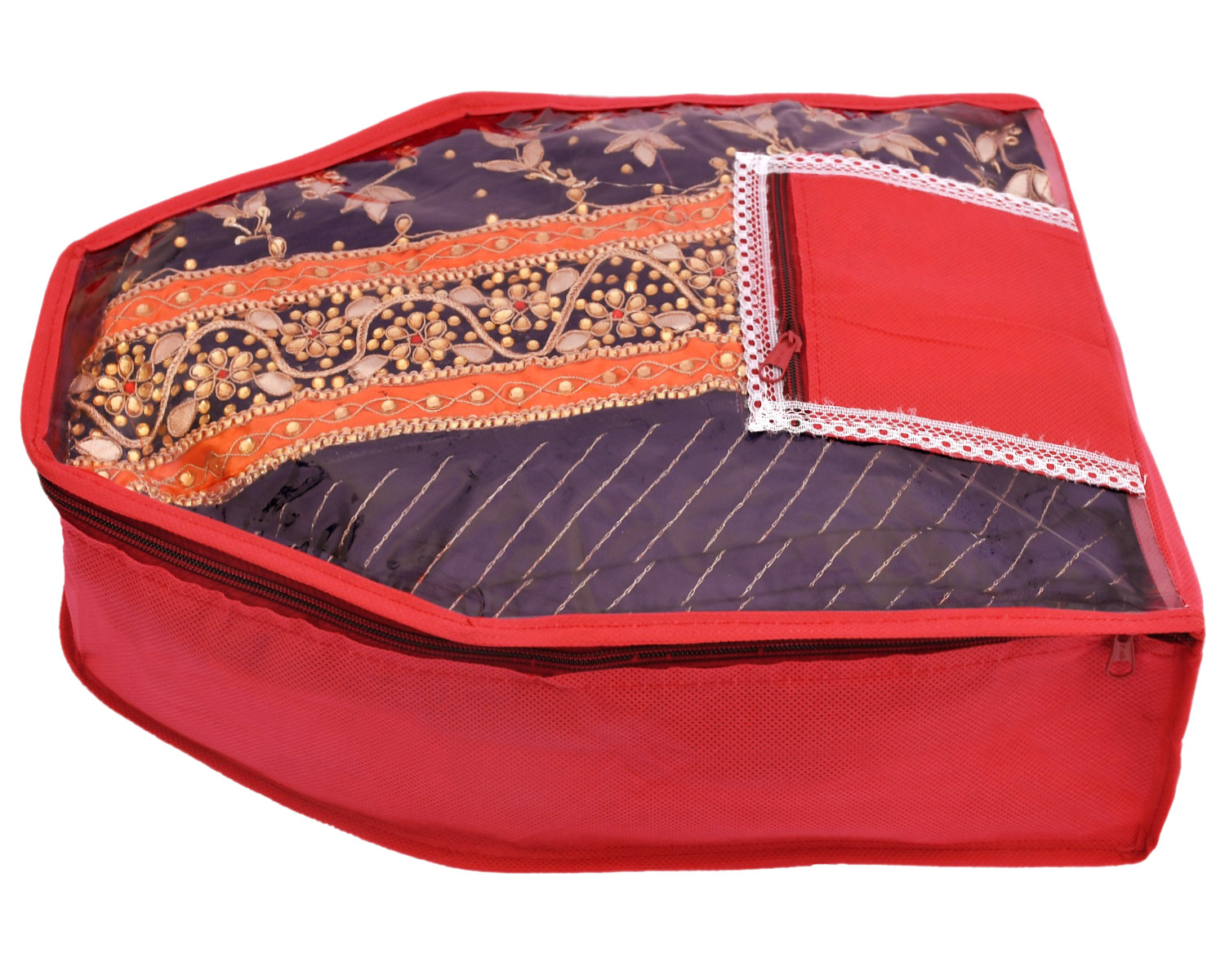 Kuber Industries Non-Woven Blouse Cover/Wardrobe organizer/Clothes Cover For  Blouse-(Red)
