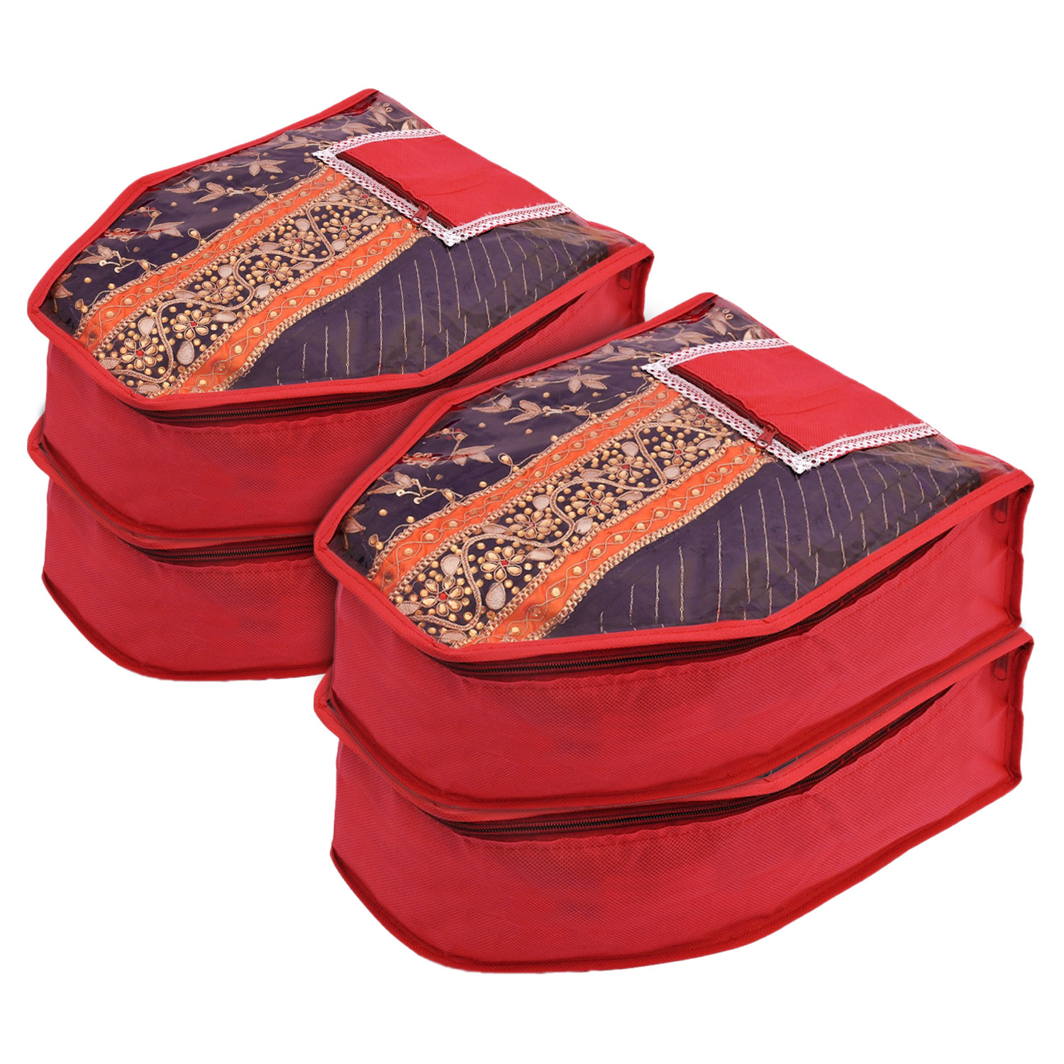 Kuber Industries Non-Woven Blouse Cover/Wardrobe organizer/Clothes Cover For  Blouse-(Red)