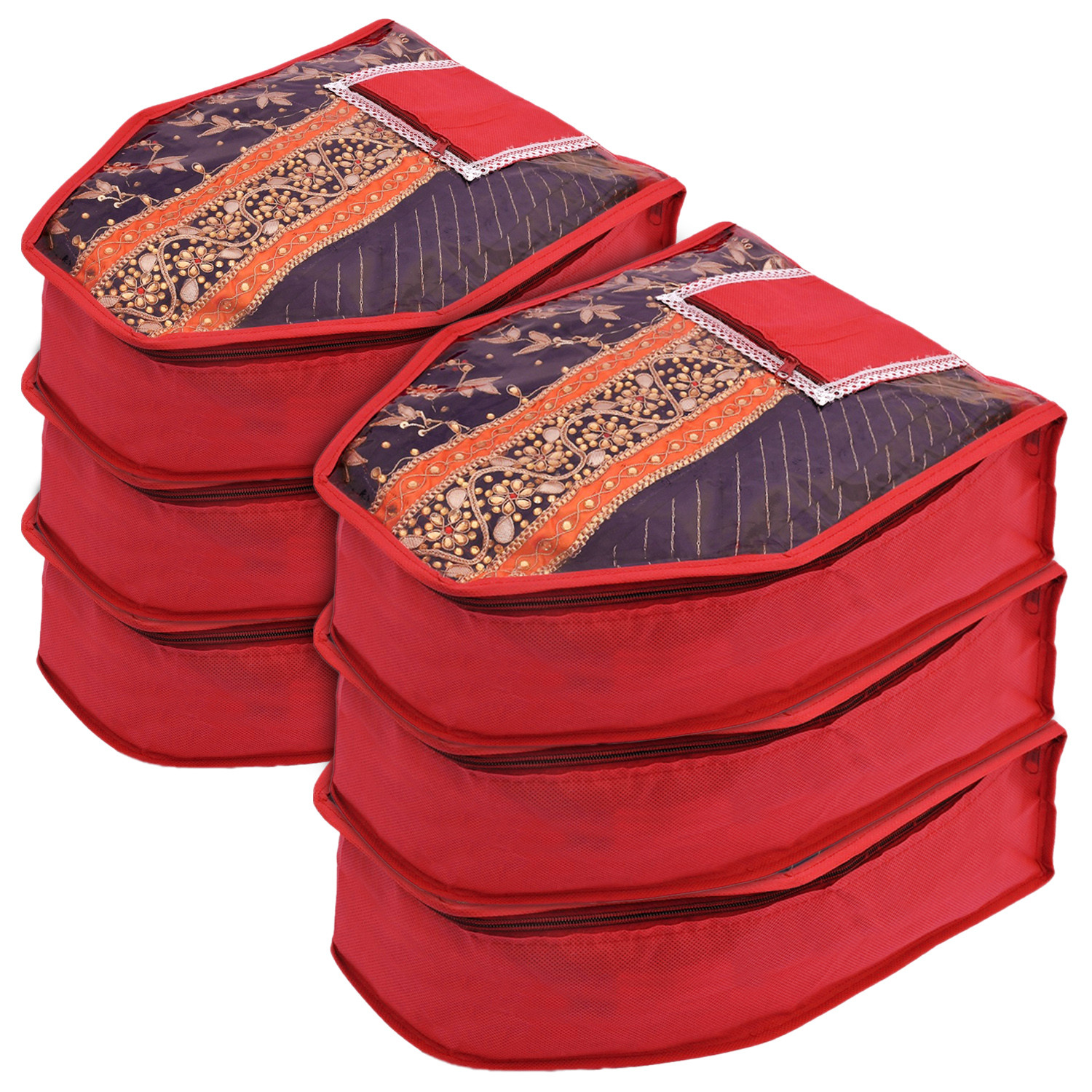 Kuber Industries Non-Woven Blouse Cover/Wardrobe organizer/Clothes Cover For  Blouse-(Red)