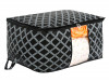 Kuber Industries Non-Woven Check Print Jumbo Underbed Storage Bag|Clothes Organizer For Clothes, Quilts, Blankets With Handle (Black)
