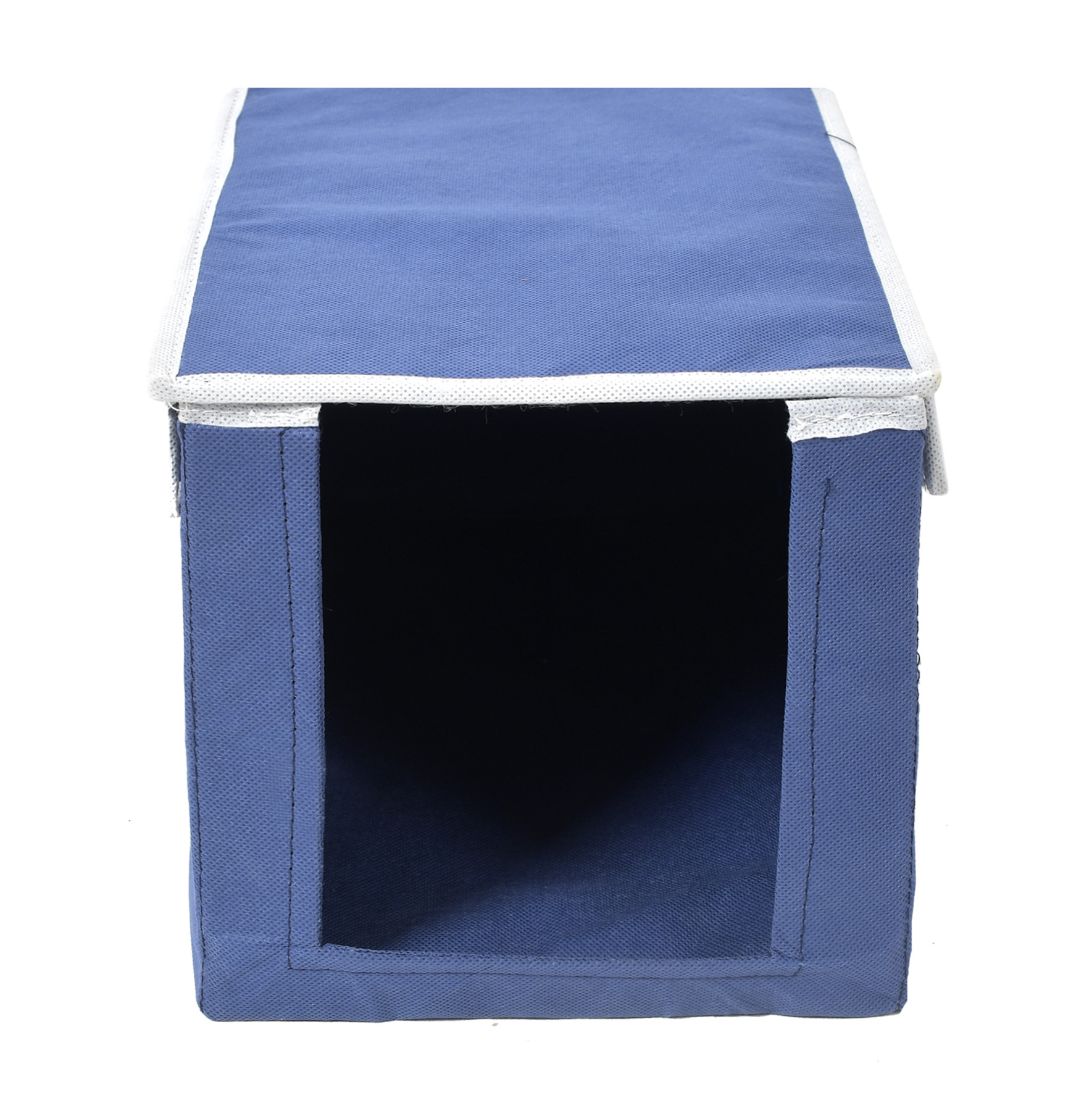 Kuber Industries Non-Woven Cloth Stacker Wardrobe Organizer/Bin With Carrying Handle & Lid (Navy Blue)-44KM0401