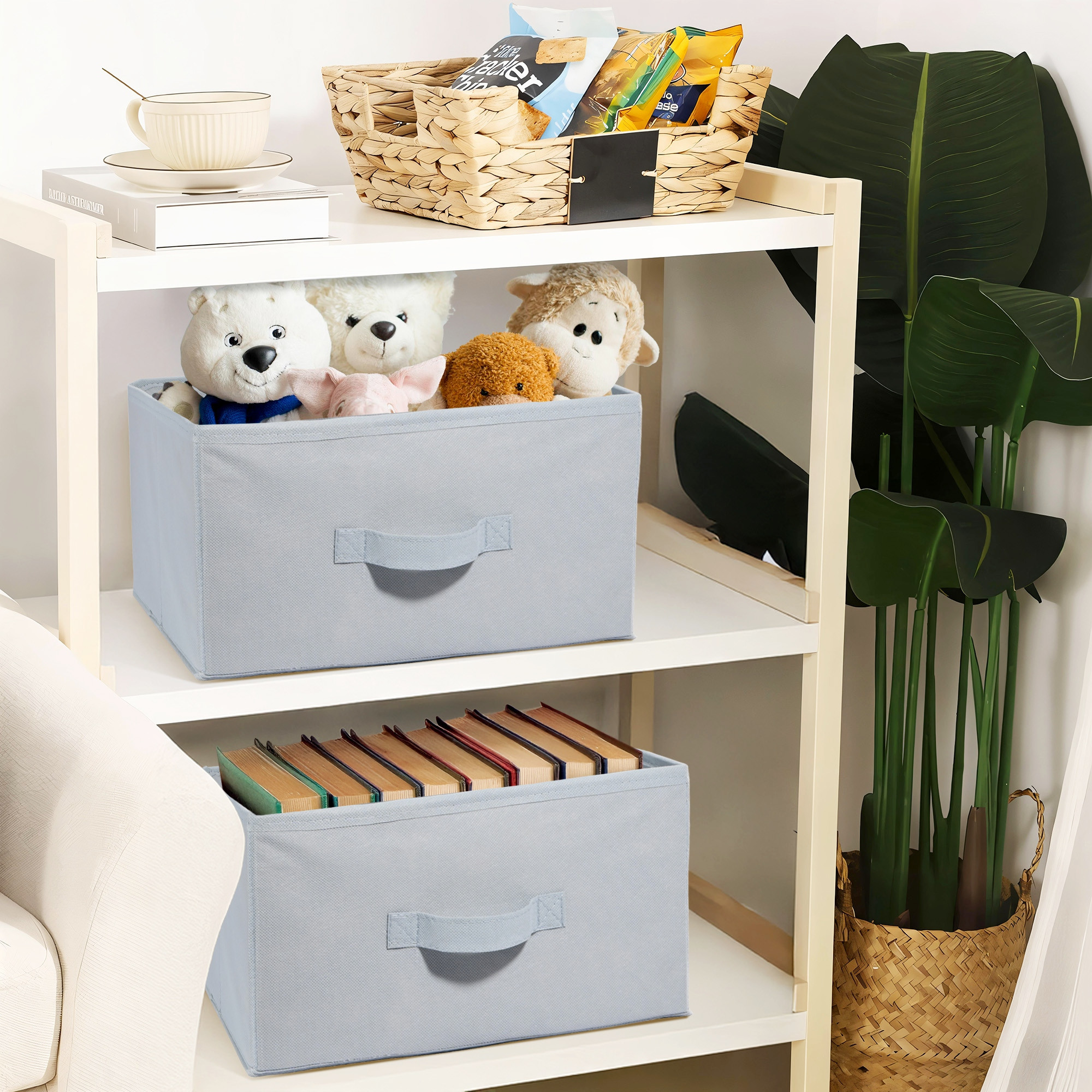 Kuber Industries Non Woven Drawer Storage Organizer  Foldable Cloth Storage Organizer for Wardrobe  Storage Organiser for Books-Toys  Closet Storage For Socks Bra Scarfs  Plain  Grey