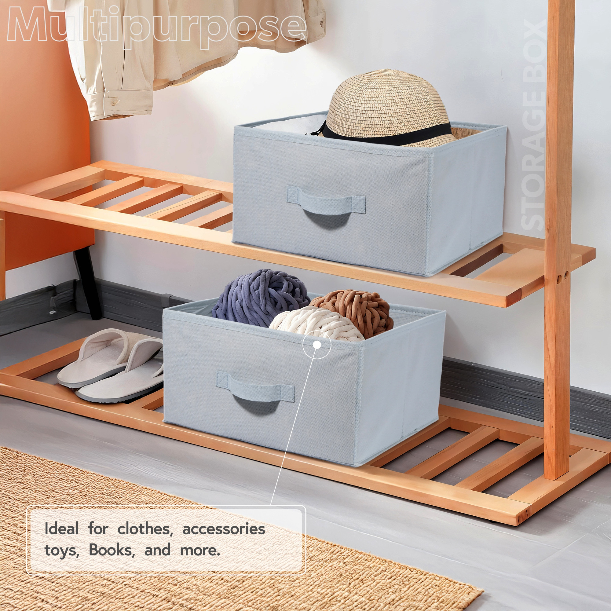 Kuber Industries Non Woven Drawer Storage Organizer  Foldable Cloth Storage Organizer for Wardrobe  Storage Organiser for Books-Toys  Closet Storage For Socks Bra Scarfs  Plain  Grey