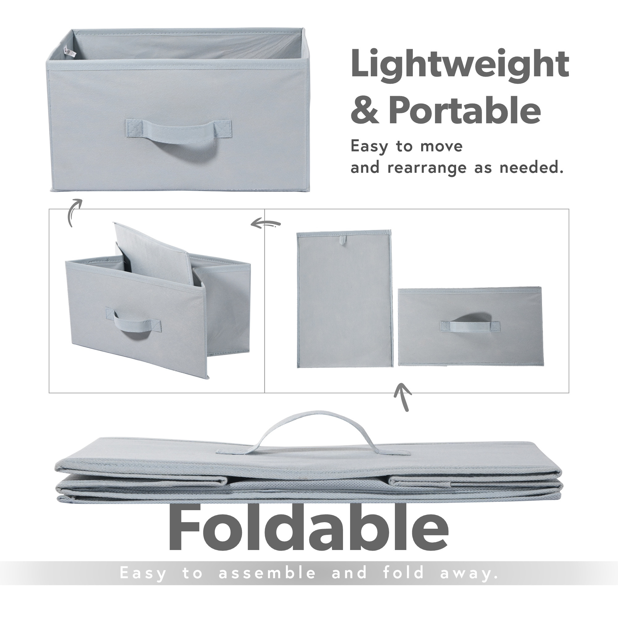 Kuber Industries Non Woven Drawer Storage Organizer  Foldable Cloth Storage Organizer for Wardrobe  Storage Organiser for Books-Toys  Closet Storage For Socks Bra Scarfs  Plain  Grey