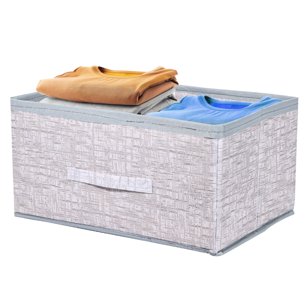 Image of Kuber Industries Non Woven Drawer Storage Organizer | Foldable Cloth Storage Organizer for Wardrobe | Storage Organiser for Books-Toys | Closet Storage For Socks, Bra, Scarfs | Jute Print | Grey