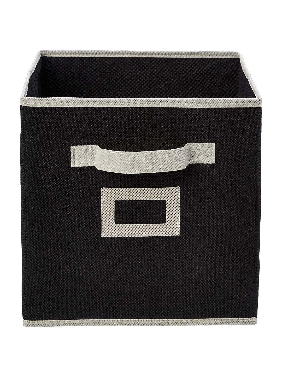 Kuber Industries Non Woven Fabric Foldable Storage Cube Toy,Books,Shoes Storage Box With Handle,Extra Large (Grey & Black)-KUBMART2129