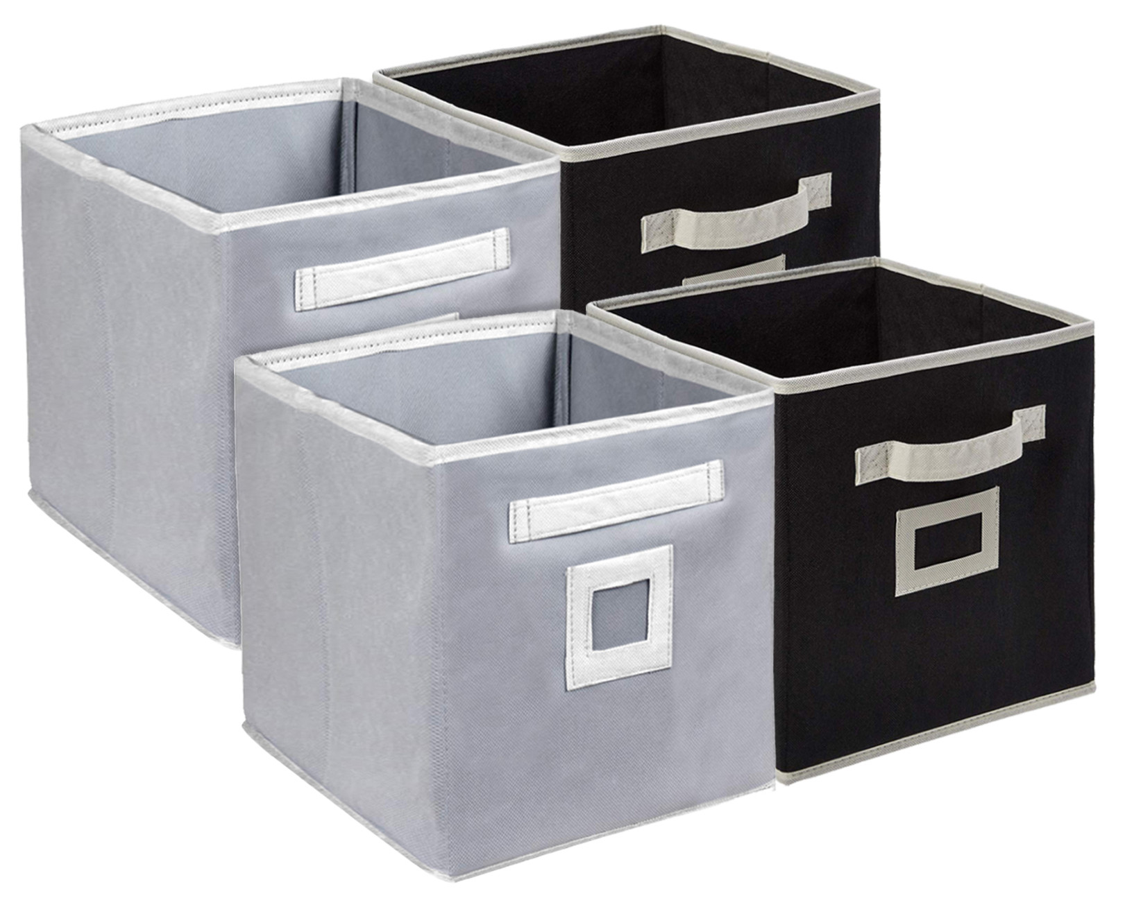 Kuber Industries Non Woven Fabric Foldable Storage Cube Toy,Books,Shoes Storage Box With Handle,Extra Large (Grey & Black)-KUBMART2129