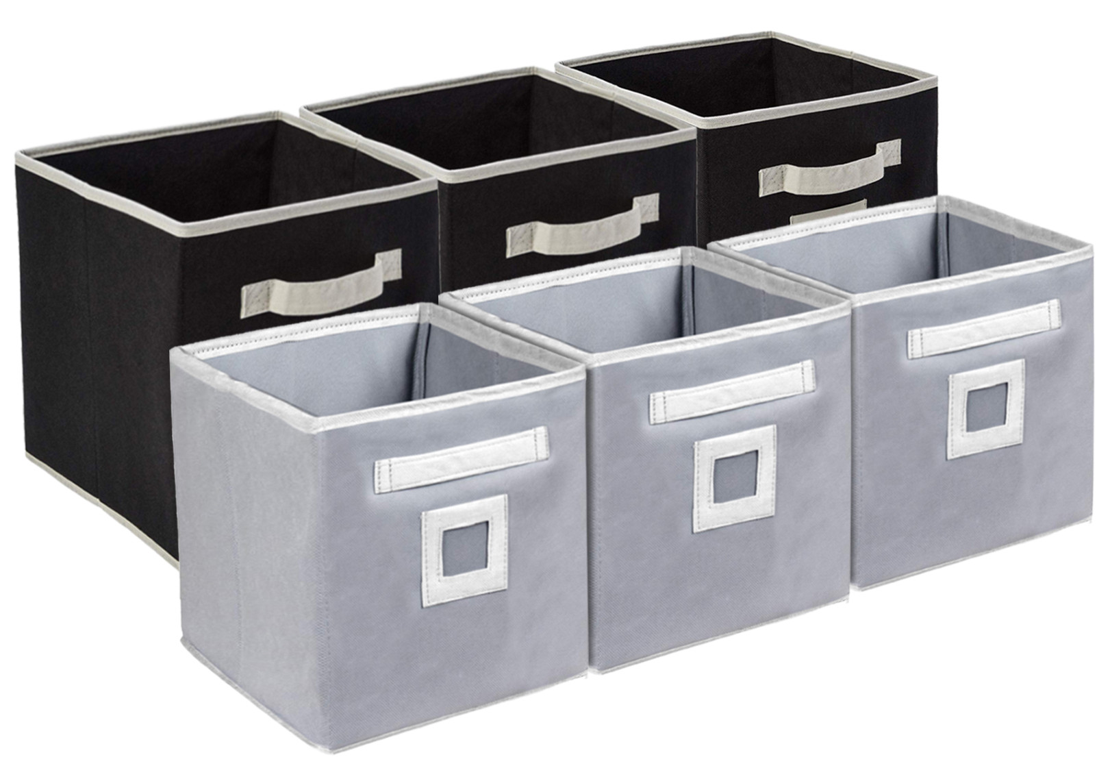 Kuber Industries Non Woven Fabric Foldable Storage Cube Toy,Books,Shoes Storage Box With Handle,Extra Large (Grey & Black)-KUBMART2129