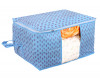 Kuber Industries Non-Woven Floral Print Underbed|Blanket Cover With Transparent Window, Zippered &amp; Handle (Sky Blue)