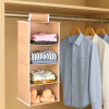 Non Woven Foldable 4 Shelf Hanging Closet Organizer | Multipurpose Wardrobe/Cupboard/Almirah Hanging Cloth Organizer | Perfect for Daily Clothes/Garment | Plain - Brown
