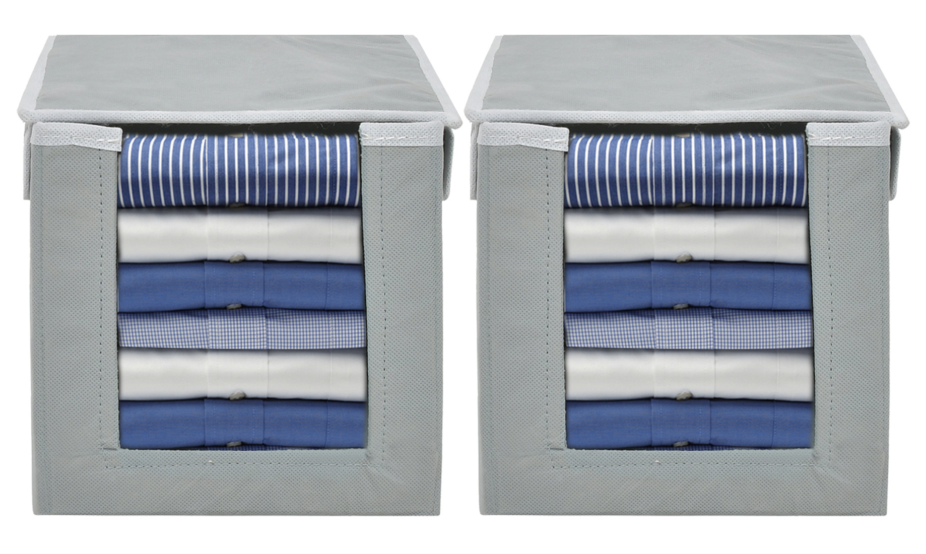 Kuber Industries Non-Woven Foldable Cloth Saree Stacker Cloth Wardrobe Organizer For Shirts, Sarees, Lehangas With Carrying Handle & Lid (Grey)-HS43KUBMART26881