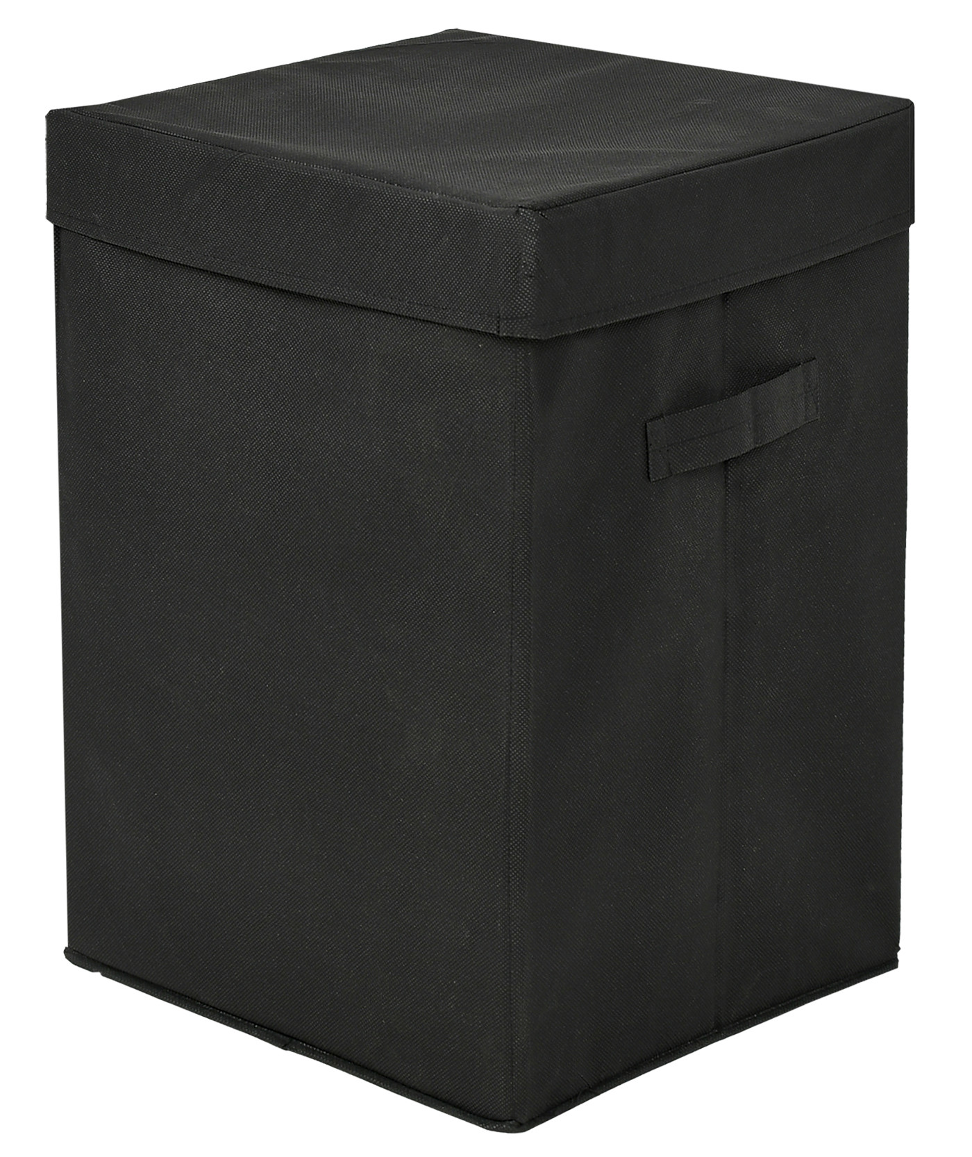 Kuber Industries Non-Woven Foldable Large Laundry basket/Hamper With Lid & Handles (Black)-44KM0189