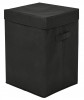 Kuber Industries Non-Woven Foldable Large Laundry basket/Hamper With Lid &amp; Handles (Black)-44KM0189