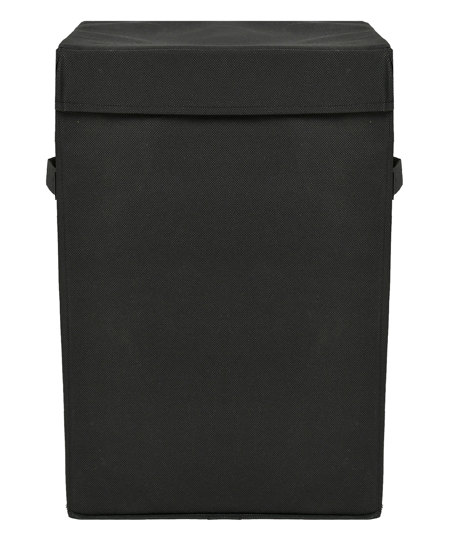 Kuber Industries Non-Woven Foldable Large Laundry basket/Hamper With Lid & Handles (Black)-44KM0189