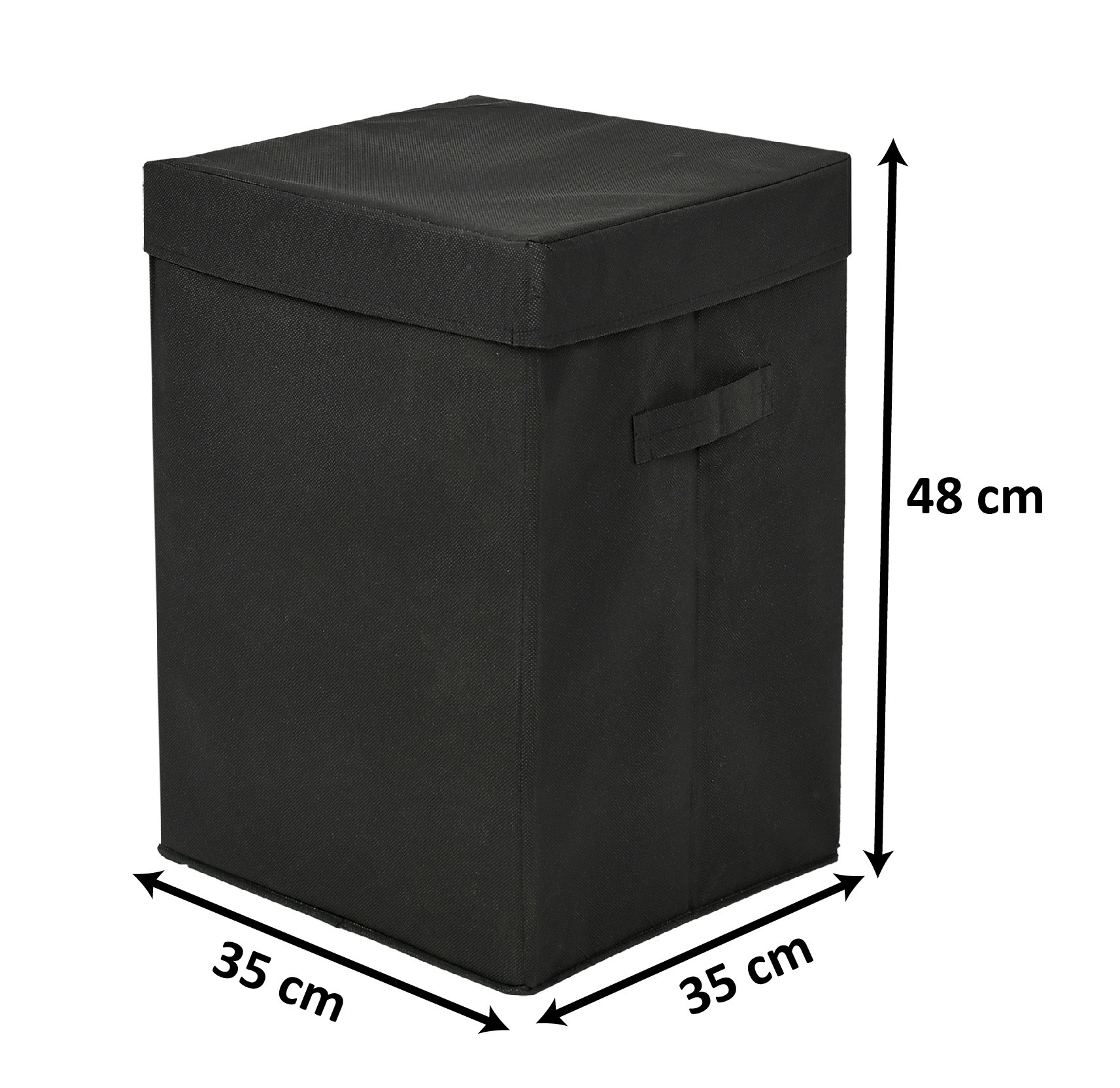 Kuber Industries Non-Woven Foldable Large Laundry basket/Hamper With Lid & Handles (Black)-44KM0189
