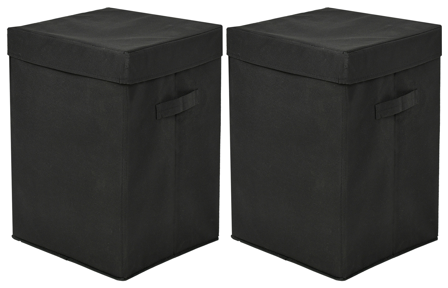 Kuber Industries Non-Woven Foldable Large Laundry basket/Hamper With Lid & Handles (Black)-44KM0189