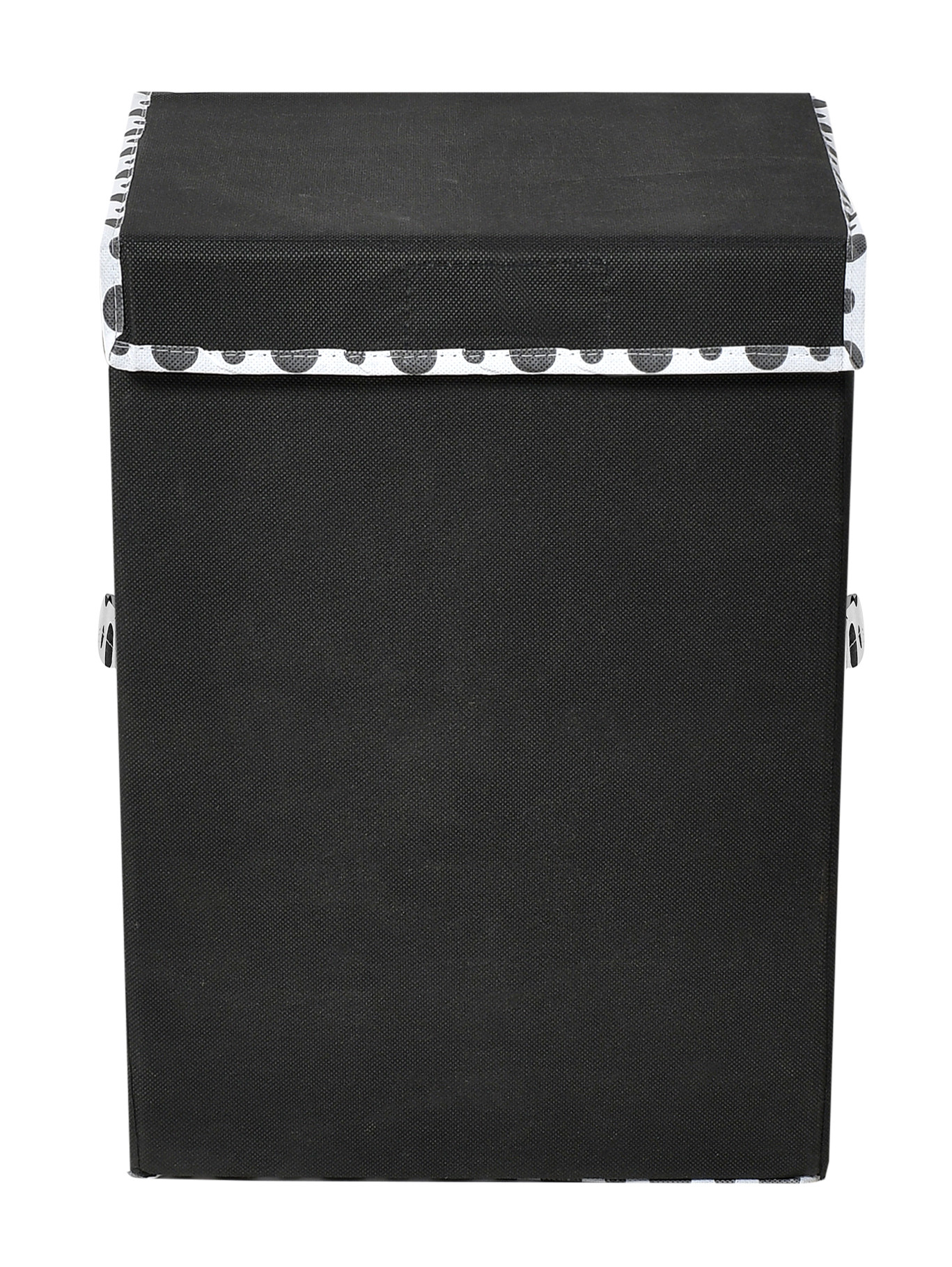 Kuber Industries Non-Woven Foldable Large Laundry basket/Hamper With Lid & Handles (Black)-44KM0193