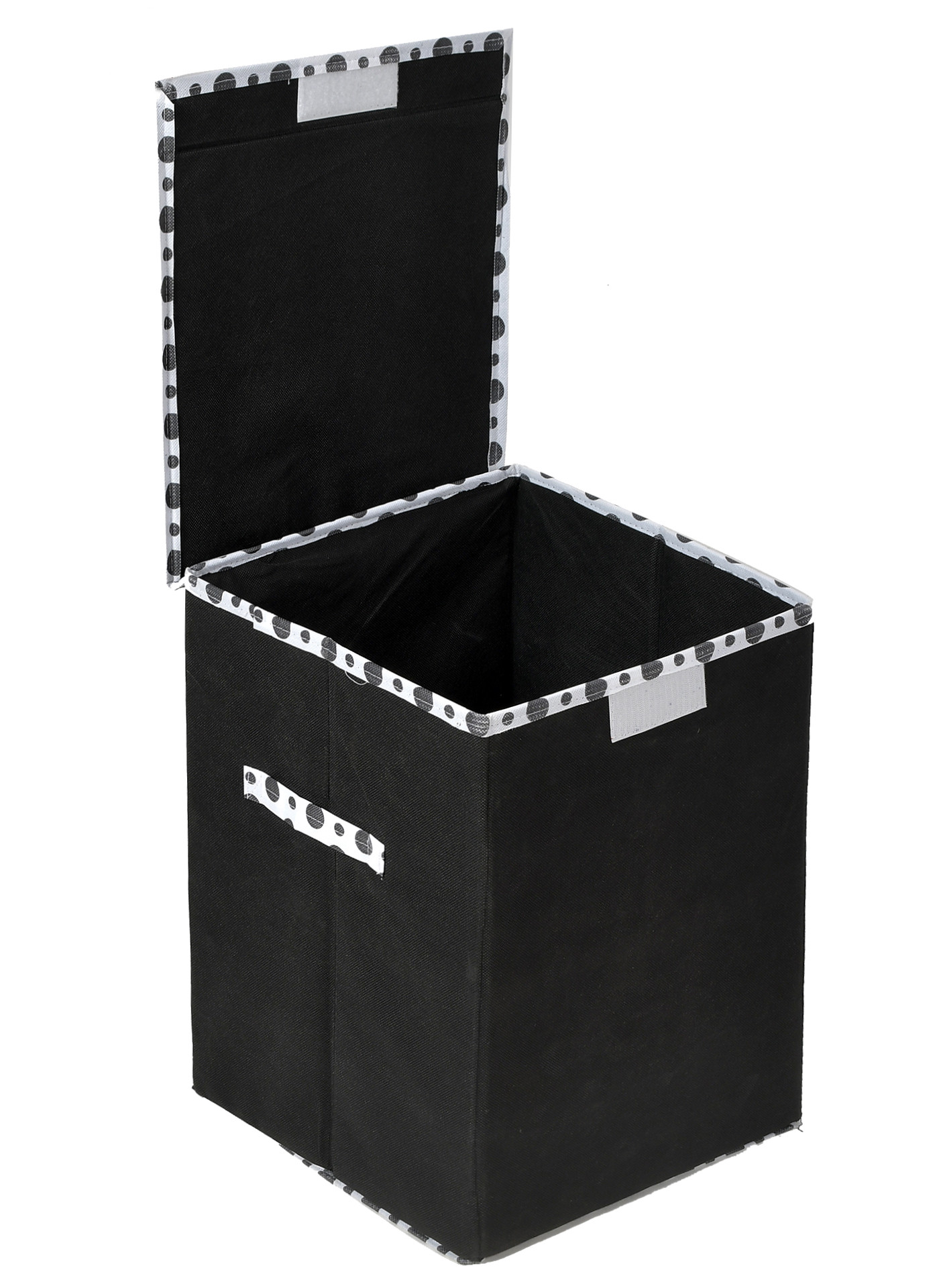 Kuber Industries Non-Woven Foldable Large Laundry basket/Hamper With Lid & Handles (Black)-44KM0193
