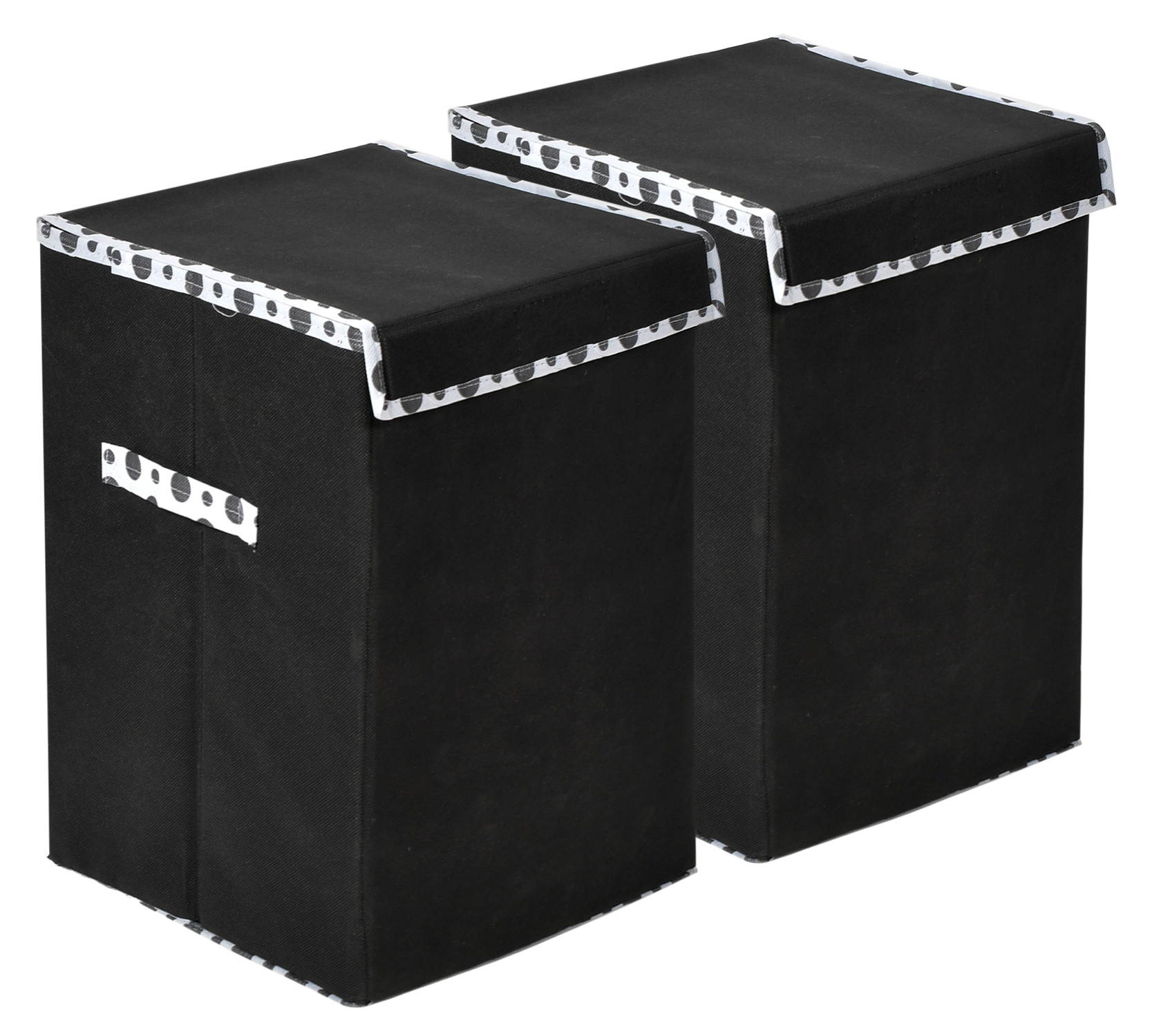 Kuber Industries Non-Woven Foldable Large Laundry basket/Hamper With Lid & Handles (Black)-44KM0193