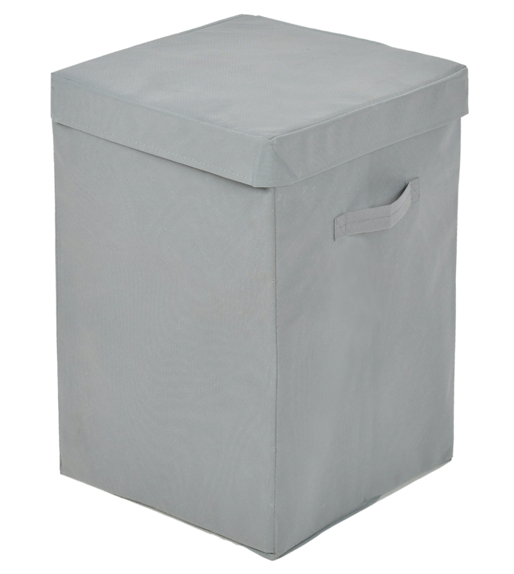 Kuber Industries Non-Woven Foldable Large Laundry basket/Hamper With Lid & Handles (Grey)-44KM0185