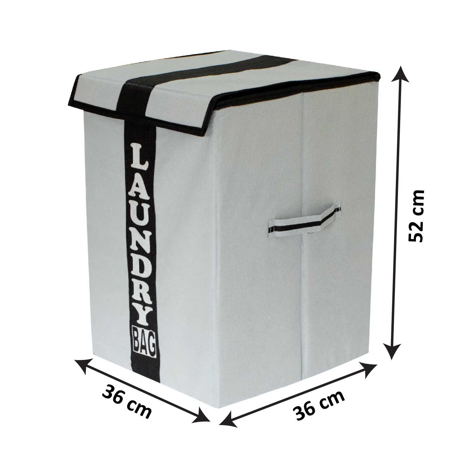 Kuber Industries Non-Woven Foldable Lightweight Laundry Basket, Clothes Hamper, Storage Basket For Laundry Clothes, Toys Organizer With Handles & Lid, 60 Ltr. (Grey & Black)-HS43KUBMART26873