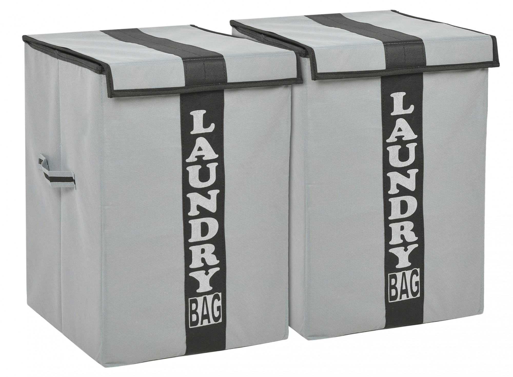 Kuber Industries Non-Woven Foldable Lightweight Laundry Basket, Clothes Hamper, Storage Basket For Laundry Clothes, Toys Organizer With Handles & Lid, 60 Ltr. (Grey & Black)-HS43KUBMART26873