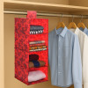 Non Woven Foldable Multipurpose 4 Shelf Hanging Closet Organizer | Wardrobe/Cupboard/Almirah Hanging Cloth Organizer | Perfect for Daily Clothes/Garment | New Flower - Red