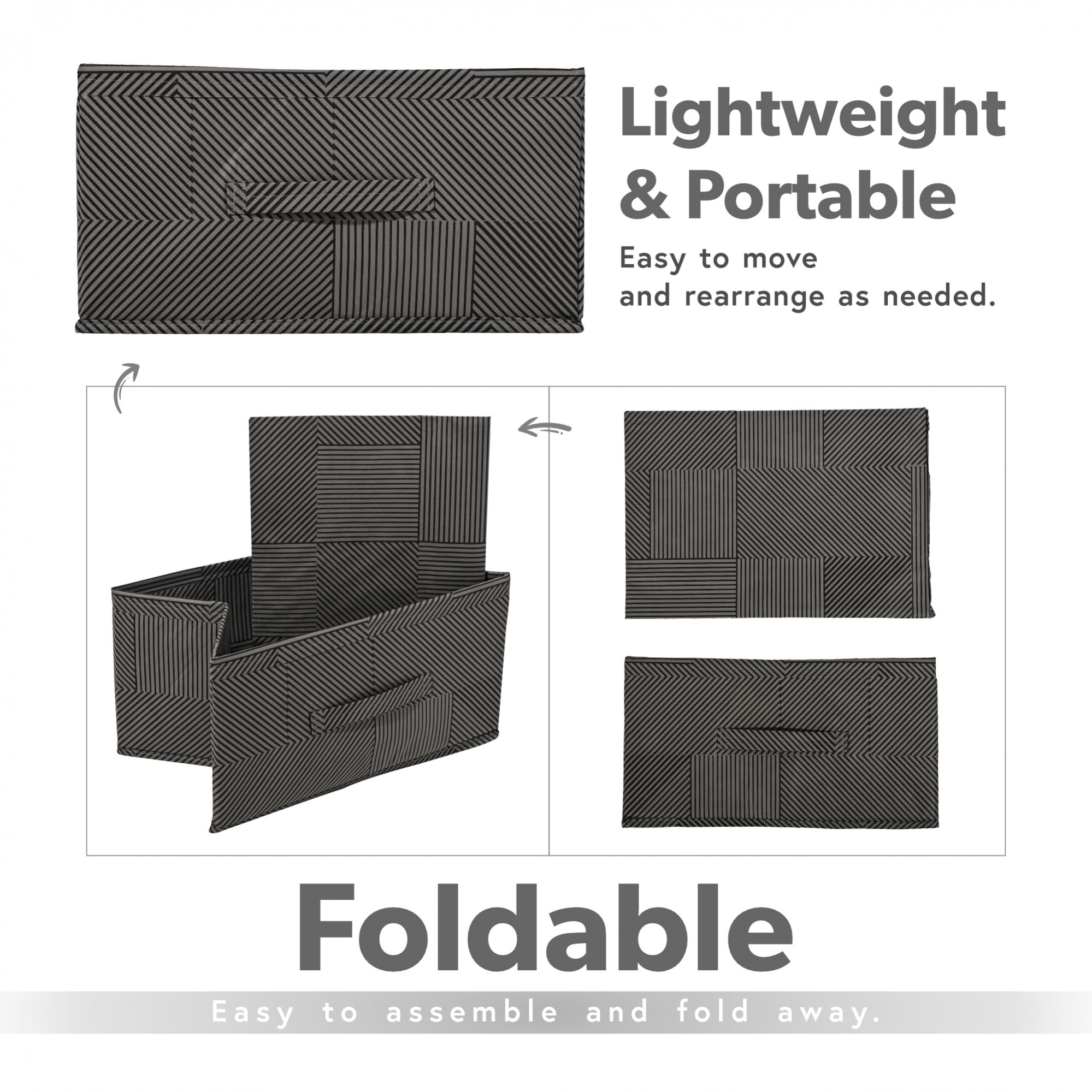 Kuber Industries Non-Woven Foldable Wardrobe Storage Organizer with Handle  Drawer Storage Box for Closet  Cupboard Organiser for Clothes Toys and Books  Lining - Grey