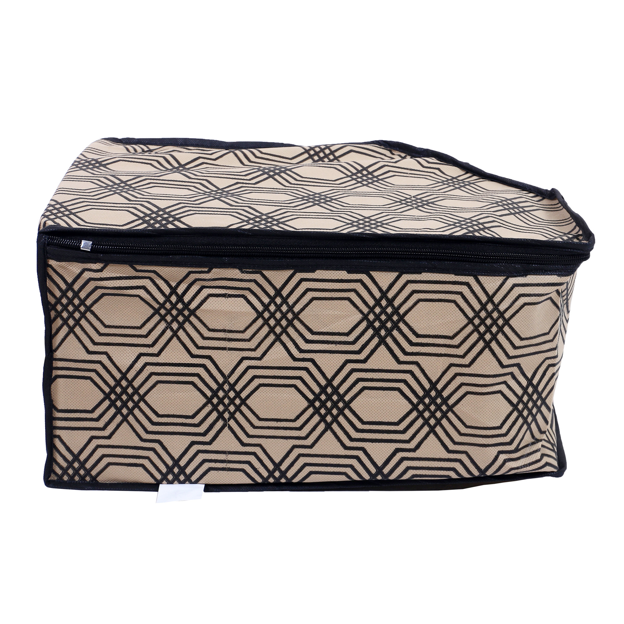 Kuber Industries Non-Woven Honeycomb Print Foldable Blouse Cover|Clothes Organizer For Home & Traveling With Front Window Extra Large(Cream)